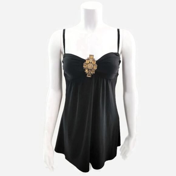 Guess Authentic Brand Women's Black Adjustable Strap Fitted Bodice Top XS - Picture 3 of 7
